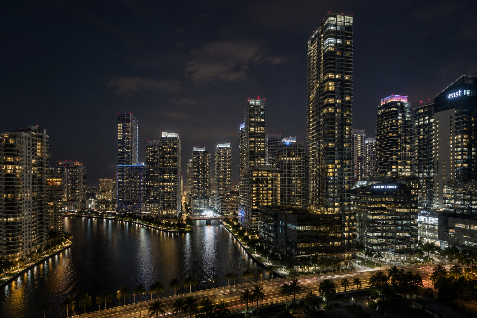 Brickell, Miami skyline at night